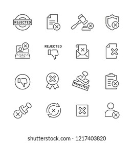 Reject Related Icons: Thin Vector Icon Set, Black And White Kit