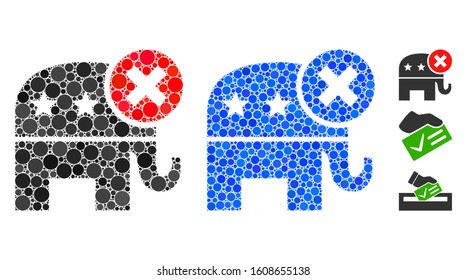 Reject republican composition of spheric dots in various sizes and color tints, based on reject republican icon. Vector dots are grouped into blue composition.