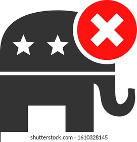 Reject republican vector icon. Flat Reject republican symbol is isolated on a white background.