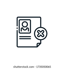 Reject resume outline icons. Vector illustration. Editable stroke. Isolated icon suitable for web, infographics, interface and apps.