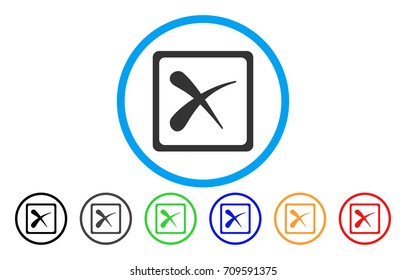 Reject rounded icon. Vector illustration style is a grey flat iconic reject symbol inside a circle. Additional color versions are black, gray, green, blue, red, orange.