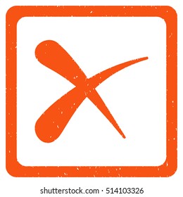Reject rubber seal stamp watermark. Icon vector symbol with grunge design and unclean texture. Scratched orange ink sign on a white background.
