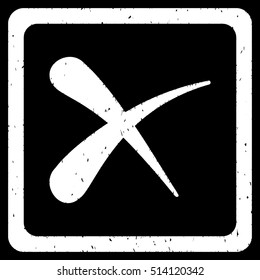 Reject rubber seal stamp watermark. Icon vector symbol with grunge design and unclean texture. Scratched white ink emblem on a black background.