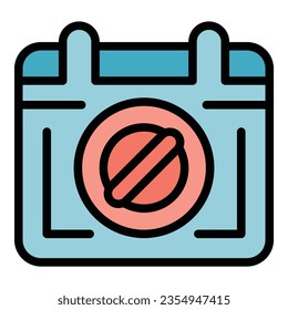 Reject self isolation icon outline vector. Online house. Home quarantine color flat