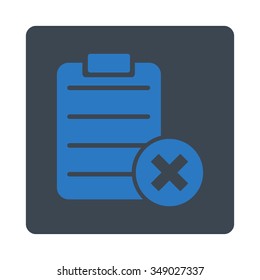 Reject Sheet vector icon. Style is flat rounded square button, smooth blue colors, white background.