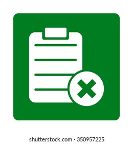 Reject Sheet vector icon. Style is flat rounded square button, white and green colors, white background.