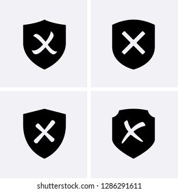 Reject or Shield Medal Icons. Vector flat set