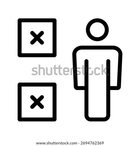 Reject user icon, candidate disqualified selection decline outline