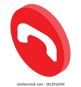 Reject video call icon. Isometric of reject video call vector icon for web design isolated on white background