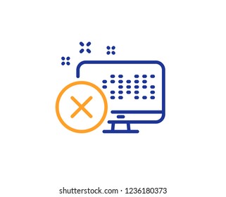 Reject web access line icon. Decline monitor sign. Delete device. Colorful outline concept. Blue and orange thin line color Reject access icon. Vector