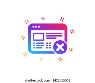 Reject web page icon. No internet sign. Delete browser. Dynamic shapes. Gradient design reject web icon. Classic style. Vector