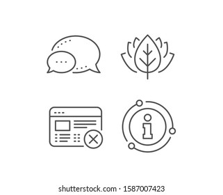 Reject web page line icon. Chat bubble, info sign elements. No internet sign. Delete browser. Linear reject web outline icon. Information bubble. Vector