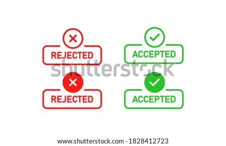 Rejected and accepted sign. Cross mark and check mark. Vector EPS 10. Isolated on white background