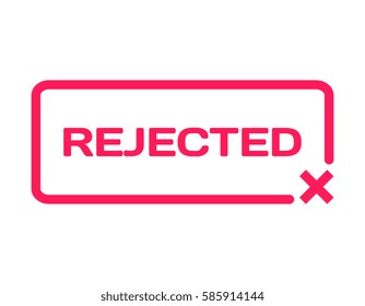 Rejected badge with cross icon flat vector on white background. Forbidden theme in dialog bubble. Banned quotes stamp for cards, invitations, banners, labels, blog article