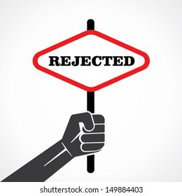 rejected banner in hand vector
