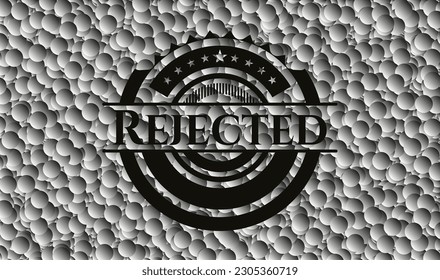 Emblema negro rechazado con fondo de burbujas. Vintage. Ilustración vectorial. Detallado. 