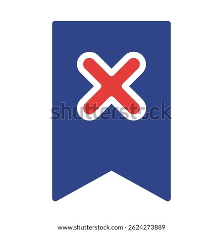 Rejected bookmark, visual representation of the delete, or cancellation concept