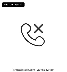rejected call icon, icon unable to call or connect, with a white background. vector eps 10