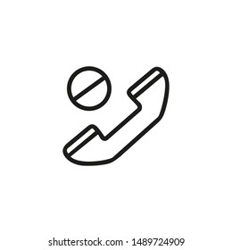 Rejected call line icon. Missed call, no connection, calls banned. Reject or cancel concept. Vector illustration can be used for topics like communication, technology, connection