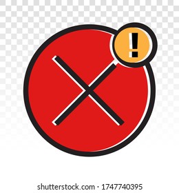 icono plano de notificación rechazado / cancelado para aplicaciones o sitios web