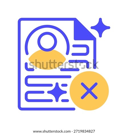 Rejected Candidate Line Icon, Outline Symbol for Application Denial, Hiring Feedback, Recruitment Refusal, Unsuccessful Attempt, and Selection Filter. Vector Sign Icon.