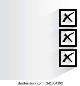 rejected, check box on white background, flat and shadow theme
