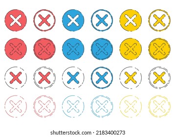 Abgelehntes Kreuzmarkensymbol in flacher Vektorgrafik