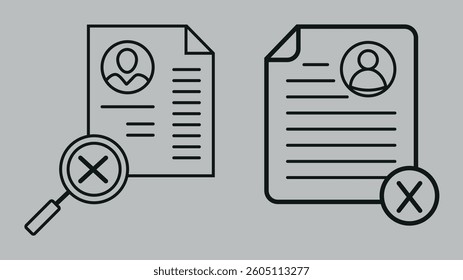rejected CV icon vector isolated on white background