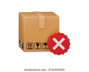 Rejected Delivery Package icon 3d render illustration