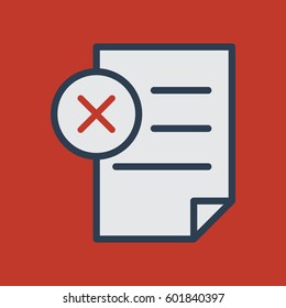 rejected document flat icon. You can be used rejected document icon for several purposes like: websites, UI, UX, print templates, promotional materials, info-graphics, web and mobile phone apps.