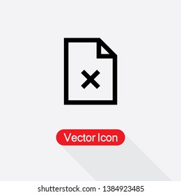 Rejected Document Icon Cross On Paper Icon Vector Illustration In Flat Style Eps10