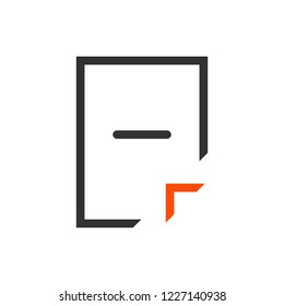 Rejected document icon. Minus on paper, vector illustration isolated on white background.