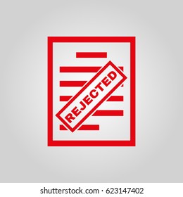 Rejected document icon. Refused, deflected, deviated symbol. Flat design. Stock - Vector illustration