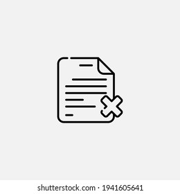Vector de signo de icono de documento rechazado,Símbolo, ilustración de logotipo para web y móvil