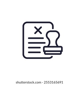 Symbol für abgelehntes Dokument mit Stempel, Zeilendesign