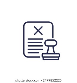 Symbol für abgelehnte Belegposition mit Stempel