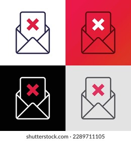 Rejected document. Opened envelope with cross mark. E-mail wasn't send. Thin line icon. Vector illustration.