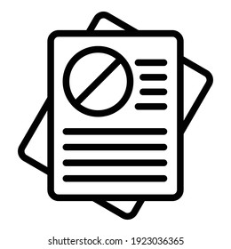 Rejected documents icon. Outline rejected documents vector icon for web design isolated on white background