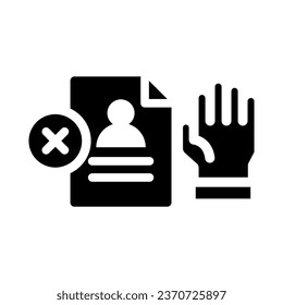 gráfico vectorial de ilustración de icono de glifo rechazado. Ilustración de elemento simple gráfico vectorial, adecuado para aplicaciones, sitios web y presentaciones aisladas en fondo blanco
