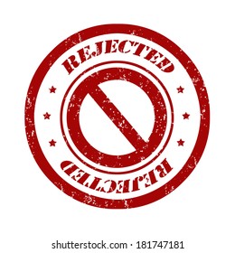 Rejected grunge rubber stamp red on white, vector illustration