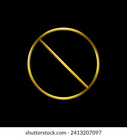 Rejected icon, golden metallic thin 3d lines vector illustration collection.	