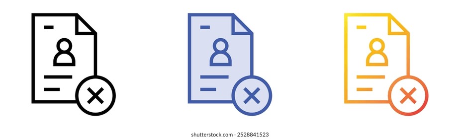 rejected icon. Linear, Blue Fill and Gradient Style Design Isolated On White Background