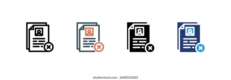 Rejected icon set multiple style collection. Vector illustration.