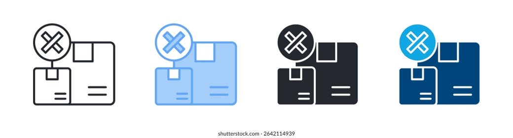 Rejected Icon Set Multiple Style. Design In Outline, Blue, Glyph, Dualtone