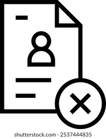 icono rechazado. Diseño de estilo lineal delgado aislado sobre fondo blanco
