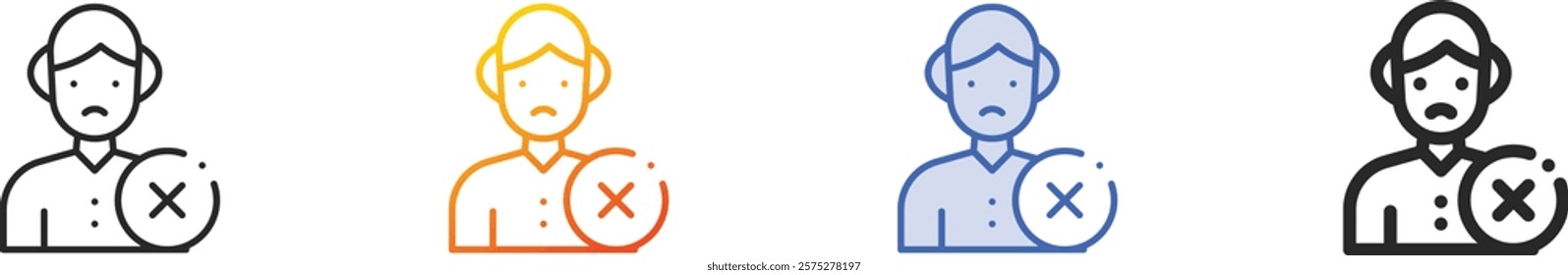 rejected icon.Thin Linear, Gradient, Blue Stroke and bold Style Design Isolated On White Background