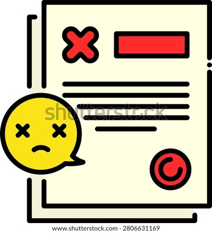 Rejected Legal Document with Cross Mark