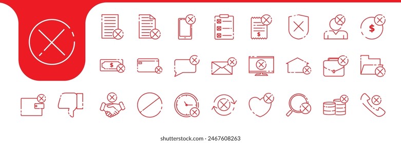 rejected line modern icon vector designs