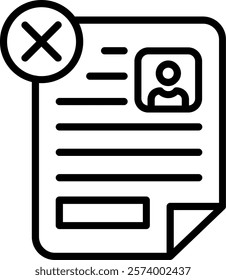 Rejected Line Vector Icon Design