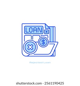 Rejected Loan Line Icon. linear style sign for mobile concept and web design. Outline vector icon.